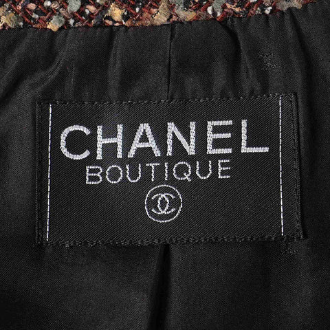 CHANEL COCO Button Wool x Rayon Jacket Tweed Jacket Brown WS15051