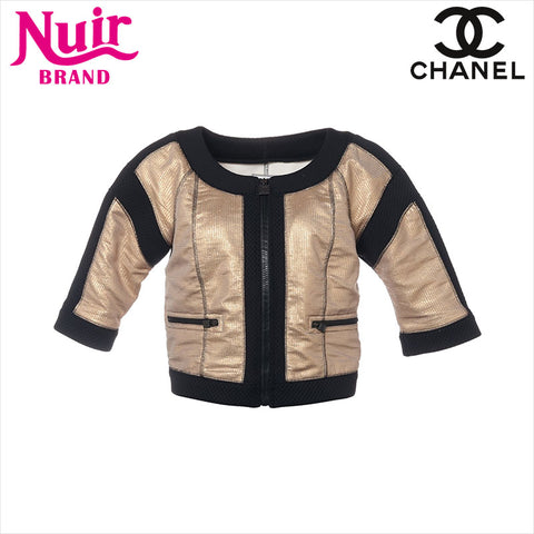 CHANEL Sports COCO Mark 07P Cotton x Nylon P30755W03927 Cropped Size:38 No color jacket Gold x Black WS15052