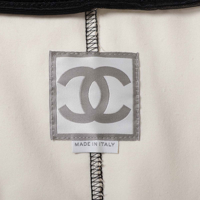 CHANEL - シャネル CHANEL スポーツ ココマーク 07P コットン×ナイロン  P30755W03927 クロップド Size:38 ノーカラージャケット CHANEL Sports COCO Mark 07P Cotton x Nylon P30755W03927 Cropped