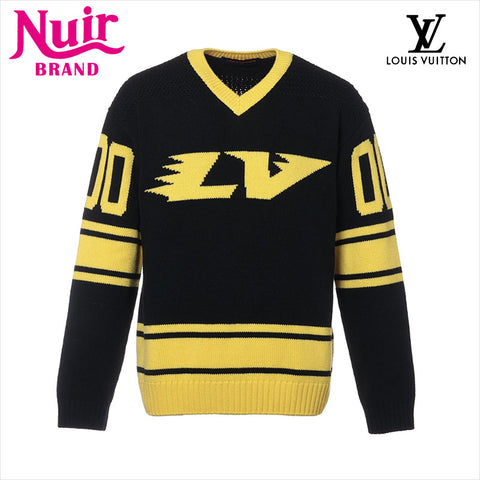 LOUIS VUITTON 22Stainless Steel Wool x cashmere RM221 Size:S knit Black x yellow WS15057