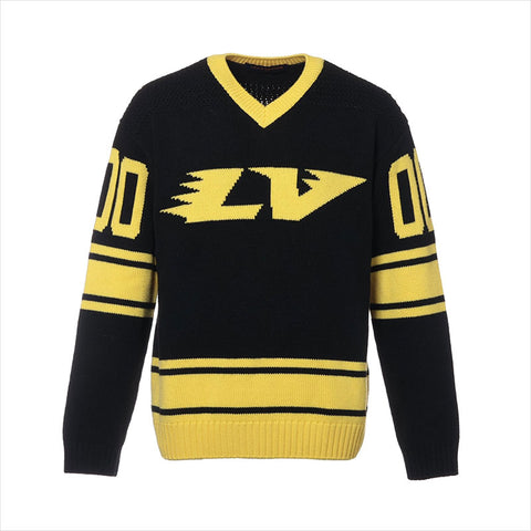 LOUIS VUITTON 22Stainless Steel Wool x cashmere RM221 Size:S knit Black x yellow WS15057