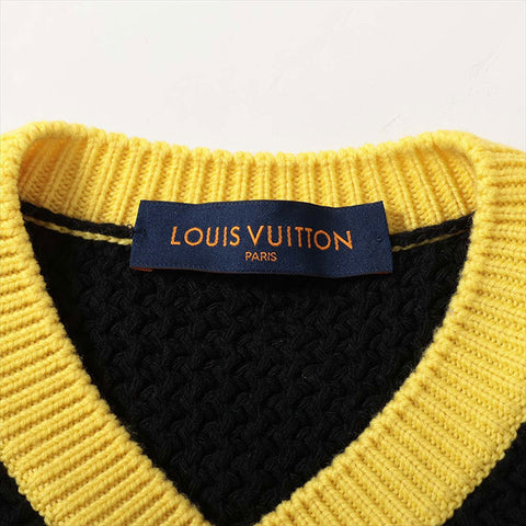 LOUIS VUITTON 22Stainless Steel Wool x cashmere RM221 Size:S knit Black x yellow WS15057