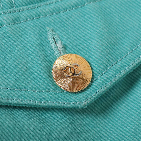 CHANEL COCO Button Cotton Gold Button Size:44 skirt green WS15060