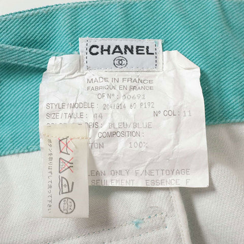 CHANEL COCO Button Cotton Gold Button Size:44 skirt green WS15060
