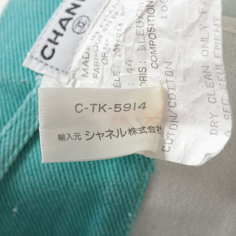 CHANEL COCO Button Cotton Gold Button Size:44 skirt green WS15060
