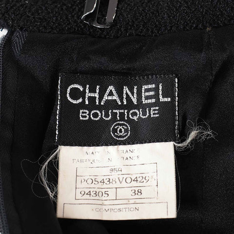 CHANEL 95A Wool x Nylon Suit PO5438 Fake Pearl Size:38 setup black WS15068