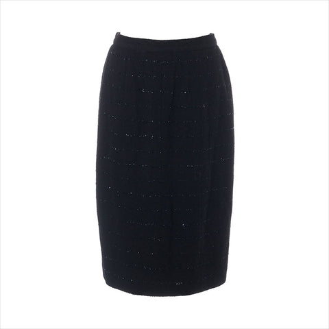 CHANEL 95A Wool x Nylon Suit PO5438 Fake Pearl Size:38 setup black WS15068