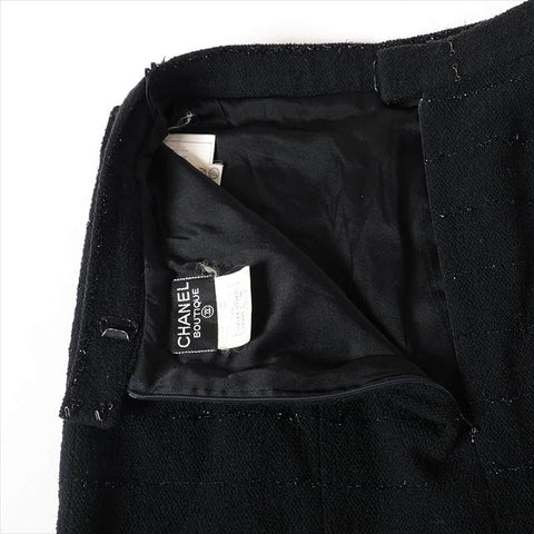 CHANEL 95A Wool x Nylon Suit PO5438 Fake Pearl Size:38 setup black WS15068