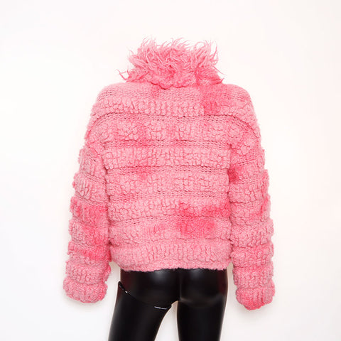 シャネル CHANEL アルパカウール ココボタン Size:36 ジャケット ピンク WS15075