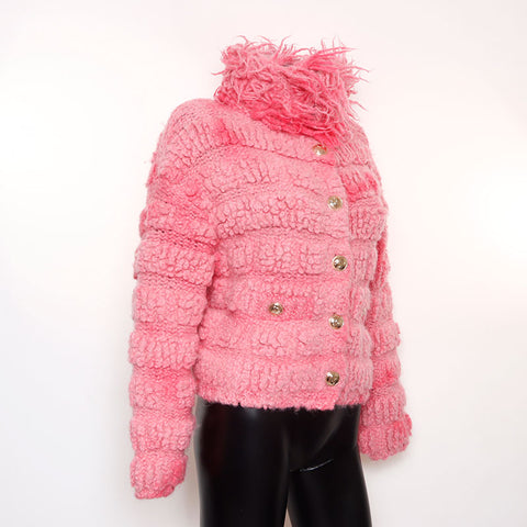 CHANEL Alpaca Wool COCO Button Size:36 Jacket pink WS15075