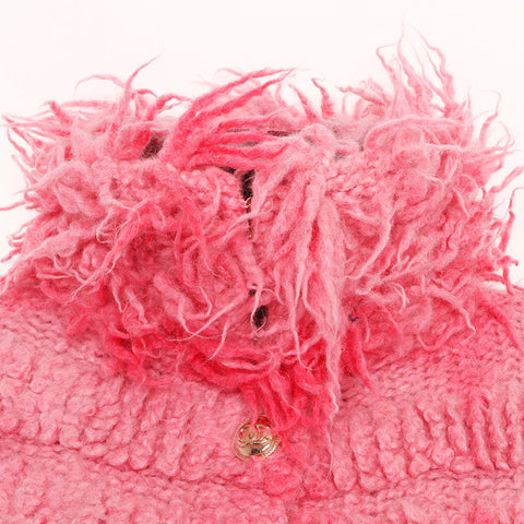 CHANEL Alpaca Wool COCO Button Size:36 Jacket pink WS15075