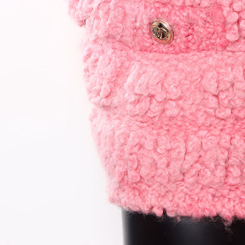 CHANEL Alpaca Wool COCO Button Size:36 Jacket pink WS15075