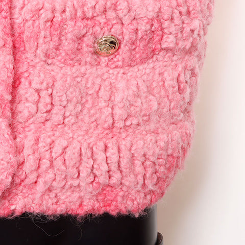 CHANEL Alpaca Wool COCO Button Size:36 Jacket pink WS15075