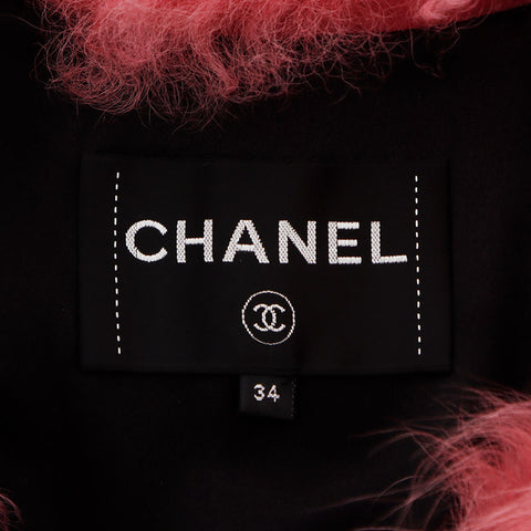 シャネル CHANEL 2021 21K CHANEL シャネル ラム ファー 毛皮 ココマーク ボタン バイカラー P71634  ジャケット ピンク WS15082