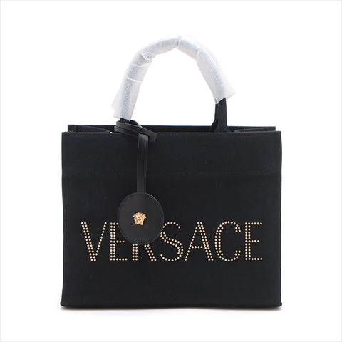 VERSACE Logo Canvas 2WAY Handbag black WS15088