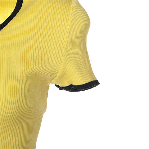 CHANEL COCO Button 95P Cotton Cut and Sew 40 P05191V00233 tops yellow WS15097