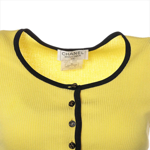 CHANEL COCO Button 95P Cotton Cut and Sew 40 P05191V00233 tops yellow WS15097