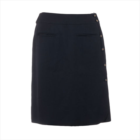CHANEL COCO Button 96P Wool 38 P06492V04022 skirt Navy WS15098