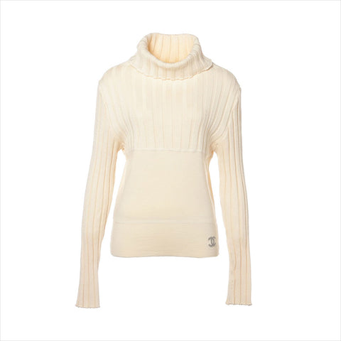 CHANEL COCO Mark Wool High Neck Knit knit Ivory WS15099