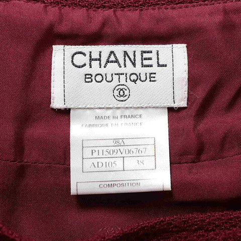 CHANEL COCO Button 98A Wool x Nylon Set P11509V06767 suit Bordeaux WS15101