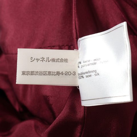 CHANEL COCO Button 98A Wool x Nylon Set P11509V06767 suit Bordeaux WS15101