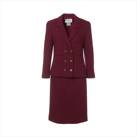 CHANEL COCO Button 98A Wool x Nylon Set P11509V06767 suit Bordeaux WS15101