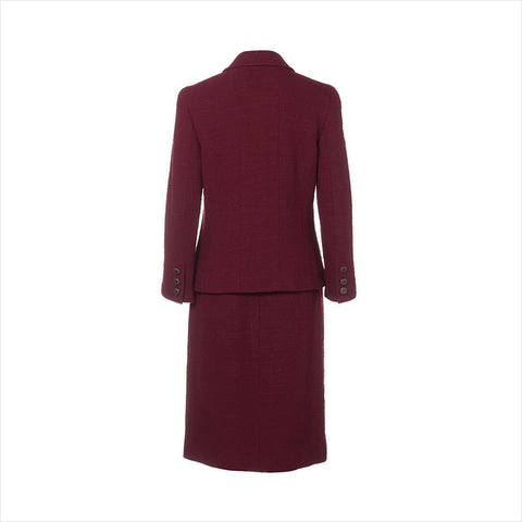 CHANEL COCO Button 98A Wool x Nylon Set P11509V06767 suit Bordeaux WS15101