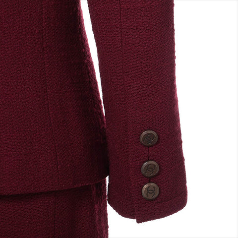 CHANEL COCO Button 98A Wool x Nylon Set P11509V06767 suit Bordeaux WS15101