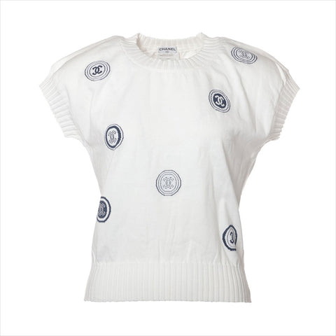 シャネル CHANEL Size:38  P17562V00938 01P　コットン ニット ホワイト×ネイビー WS15102