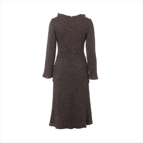 Chanel Chanel Coco Button 97a Wolle X Nylon P09265V05806 Kleid Khaki WS15103