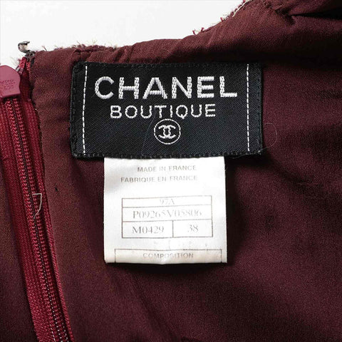 Chanel Chanel Coco Button 97a Wolle X Nylon P09265V05806 Kleid Khaki WS15103