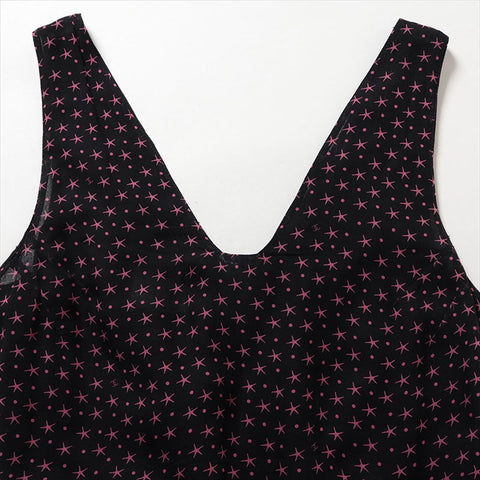 CHANEL COCO Mark Silk Sleeveless Dress P43121V31639 one piece Black x pink WS15105