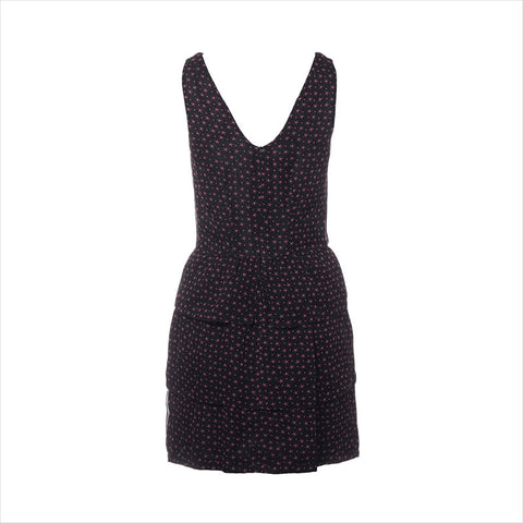CHANEL COCO Mark Silk Sleeveless Dress P43121V31639 one piece Black x pink WS15105