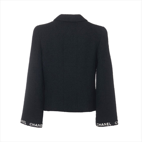 Chanel Coco Button 95A Wolle X Nylon P05747V04386 Jacke Schwarz WS15107