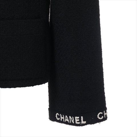 Chanel Coco Button 95A Wolle X Nylon P05747V04386 Jacke Schwarz WS15107