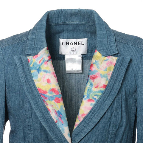Chanel Coco Button 06s Baumwolle x Polyurethan P28664W03740 Jacke Blau WS15108
