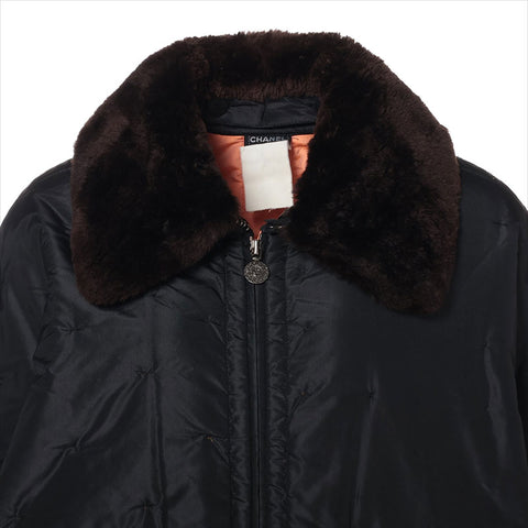 Chanel Silk Long manteau de castor manteau de fourrure noire WS15110