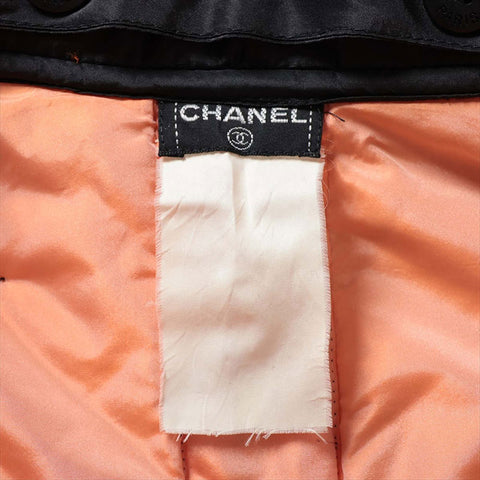 香奈儿丝绸长外套海狸皮大衣黑色WS15110