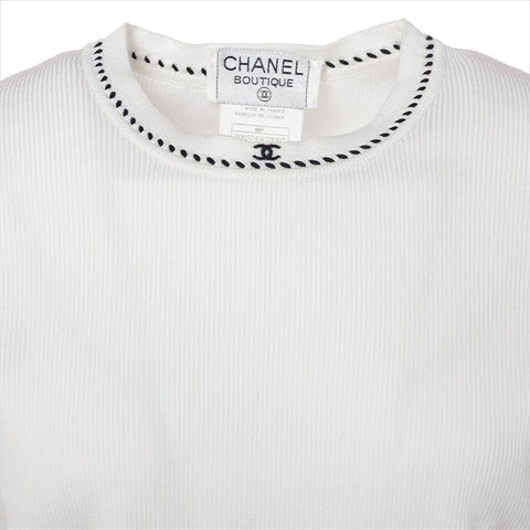 Chanel Coco Mark 96P Cotton P06574W03007 Short-sleeved T-shirt Black x White WS15113