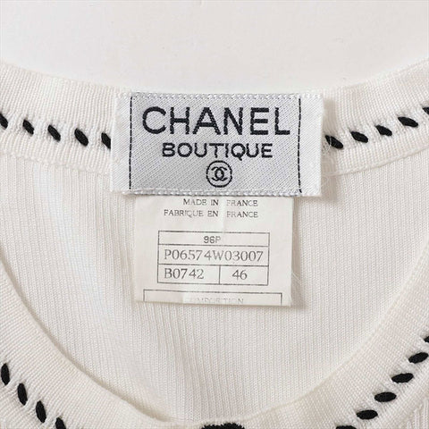 Chanel Coco Mark 96P Cotton P06574W03007 Short-sleeved T-shirt Black x White WS15113