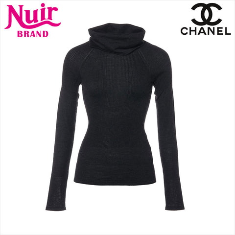 Chanel Chanel 05a Kaschmir x Seidenschildkragenpullover Strick P26591V01981 Strickgrau WS15114