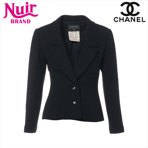 Chanel Coco Button 95C Wolle P04435 Jacke Schwarz WS15119