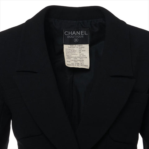 Chanel Coco Button 95C Wolle P04435 Jacke Schwarz WS15119