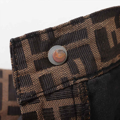 Fendi Zucca Baumwollhose Schwarz x Brown WS15121