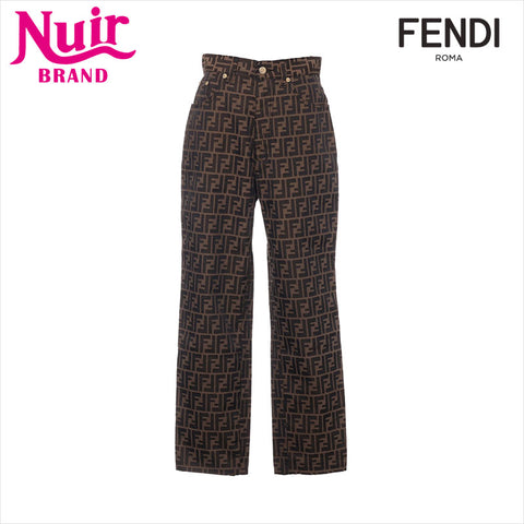 Fendi Zucca Baumwollhose Schwarz x Brown WS15121