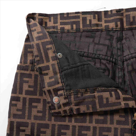 Fendi Zucca Baumwollhose Schwarz x Brown WS15121