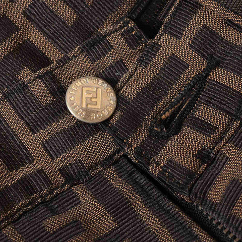 Fendi Zucca Baumwollhose Schwarz x Brown WS15121