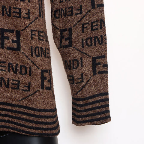 フェンディ FENDI ロゴ 総柄 ニット ブラウン WS15122