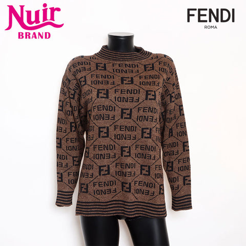 フェンディ FENDI ロゴ 総柄 ニット ブラウン WS15122