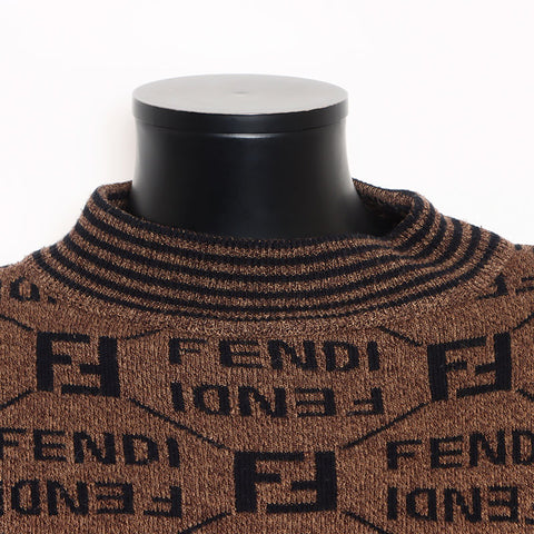 フェンディ FENDI ロゴ 総柄 ニット ブラウン WS15122